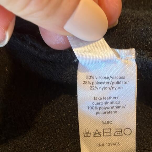 Venus Black Cardigan Duster withh faux leather Fringe and Pockets size Medium - Picture 7 of 7